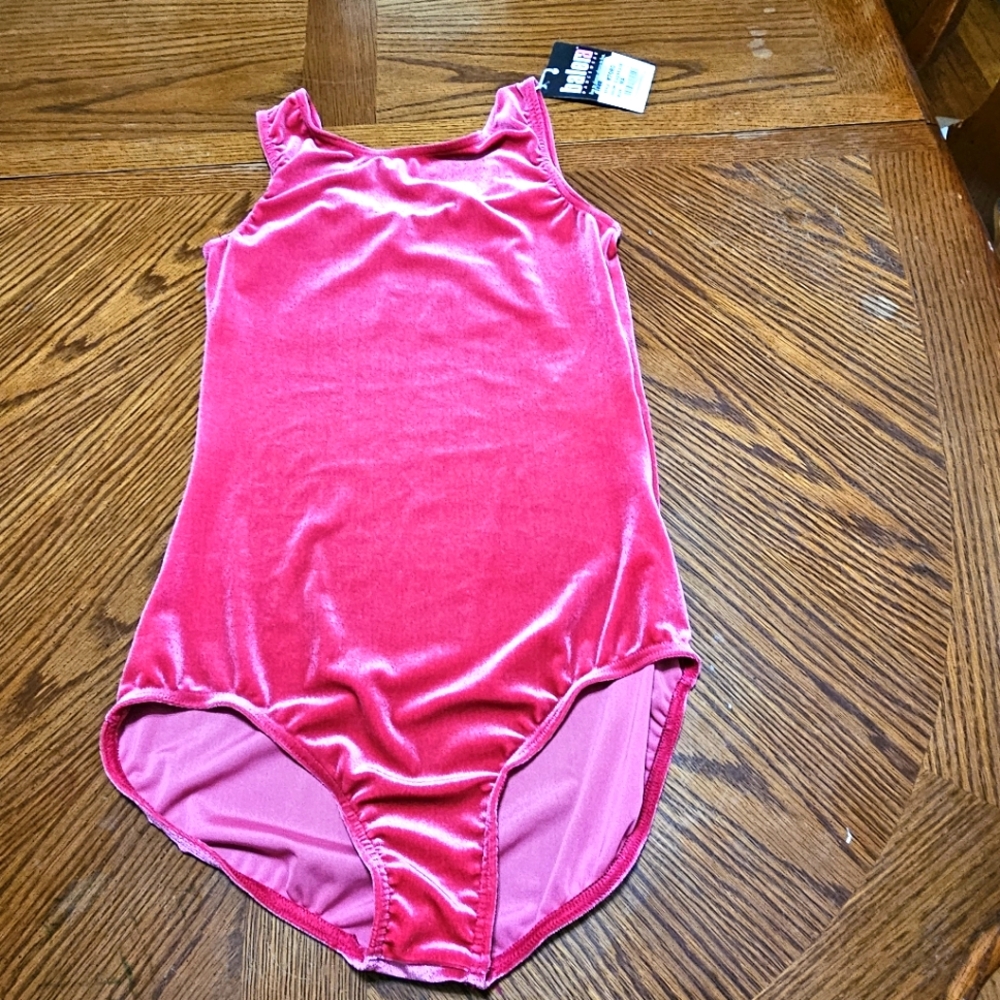 Balera Velvet Leotard in Vibrant Pink